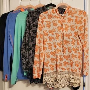 Bundle of 5 Women's Long Sleeve Tops Hoodies Casual & Athletic